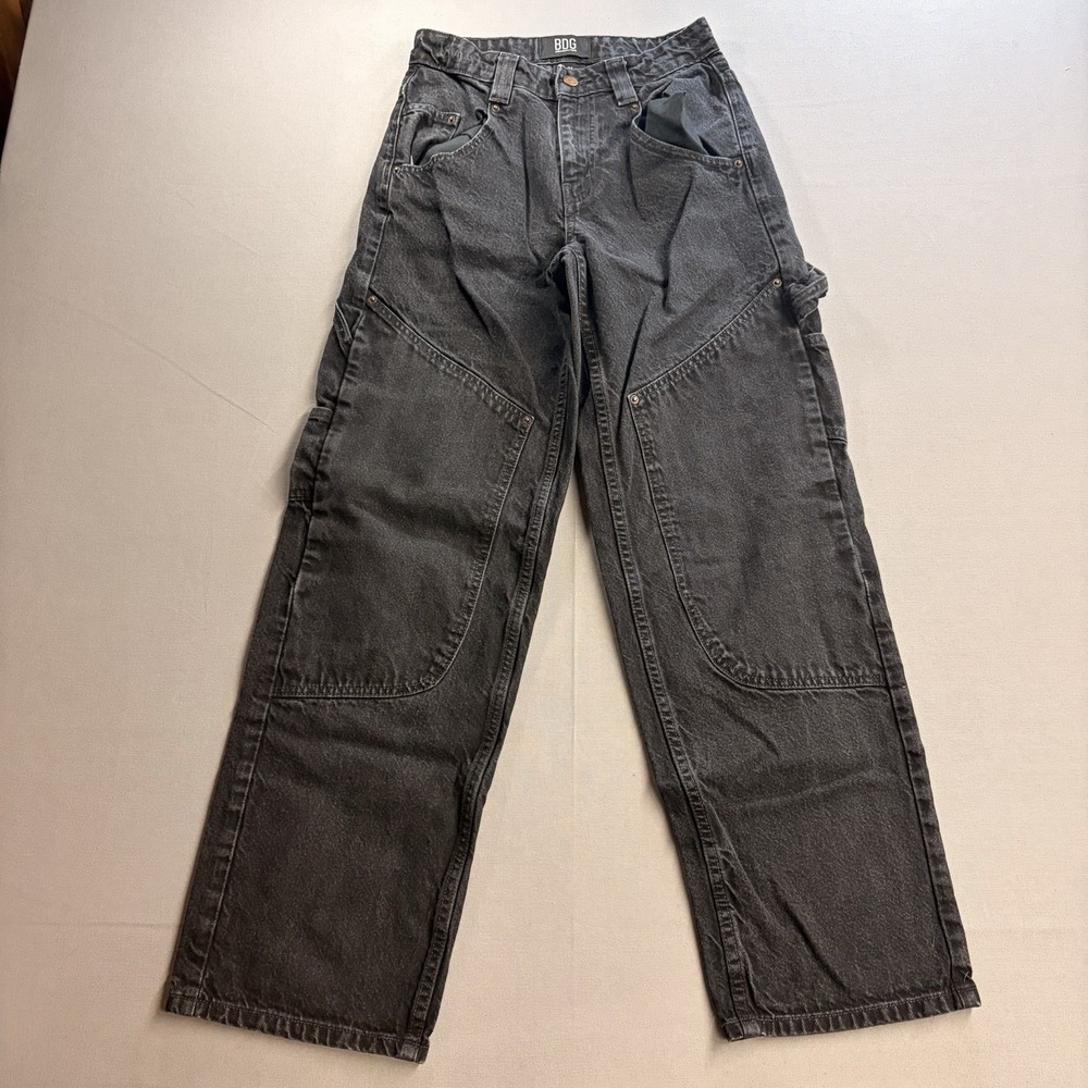 BDG Urban Outfitters Carpenter Jeans Black Wide Leg Baggy Womens 24 Cotton